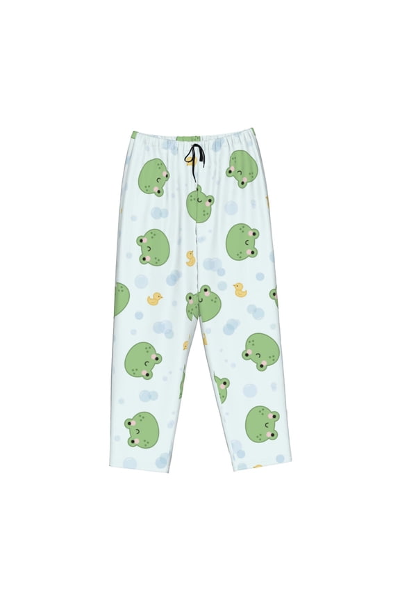 Women's Comfy Stretch Kawaii FrogsPrint Drawstring Pajama Pants-XX-Large