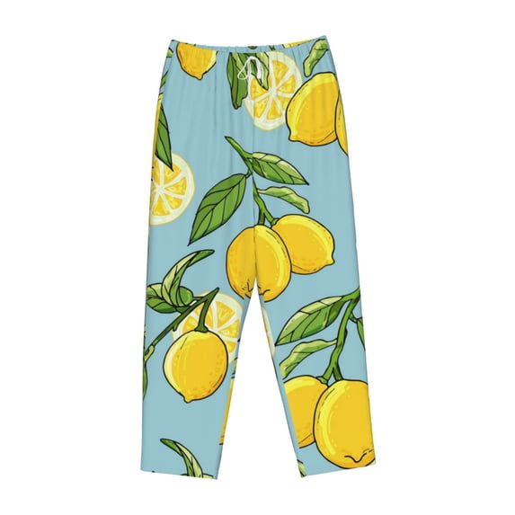 Kdxio Women's Comfy Stretch LemonPrint Drawstring Pajama Pants-Large