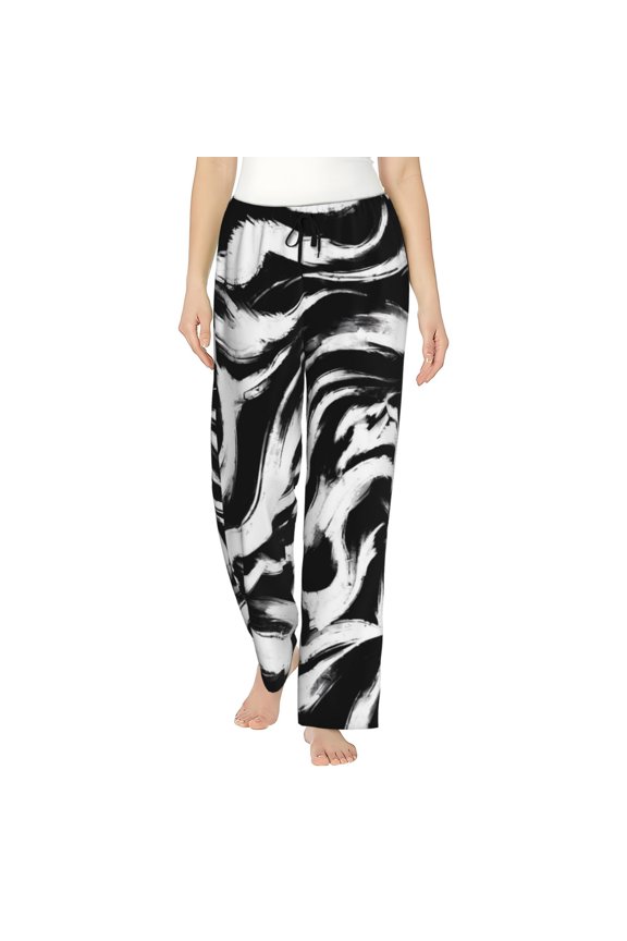 Women's Comfy Stretch Leopard And Zebra 2 Print Drawstring Pajama Pants-Small
