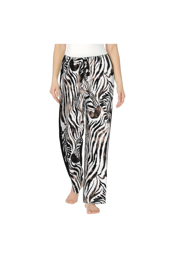 Women's Comfy Stretch Leopard And Zebra Print Drawstring Pajama Pants-Medium