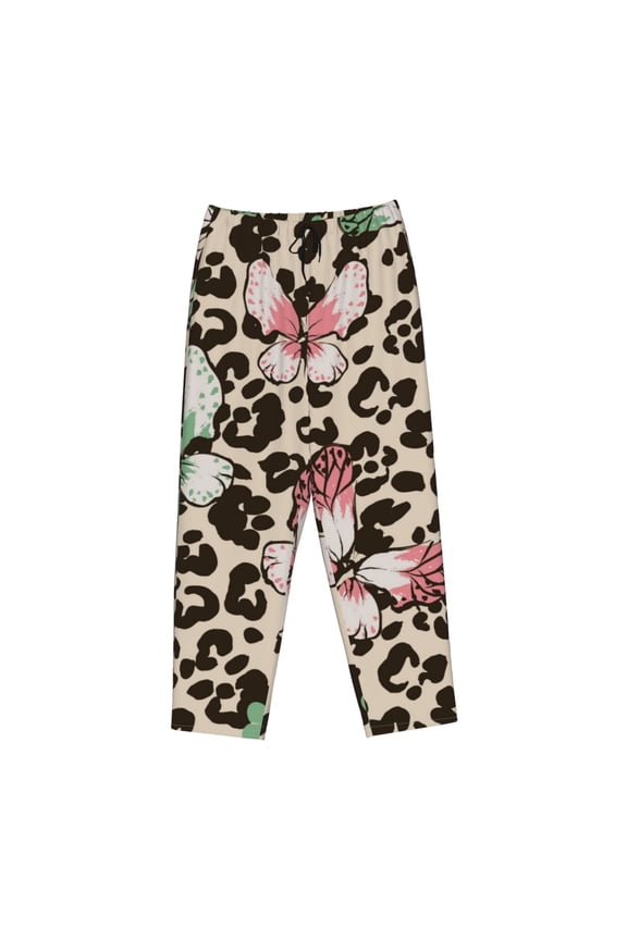 Women's Comfy Stretch Leopard DotsPrint Drawstring Pajama Pants-Small