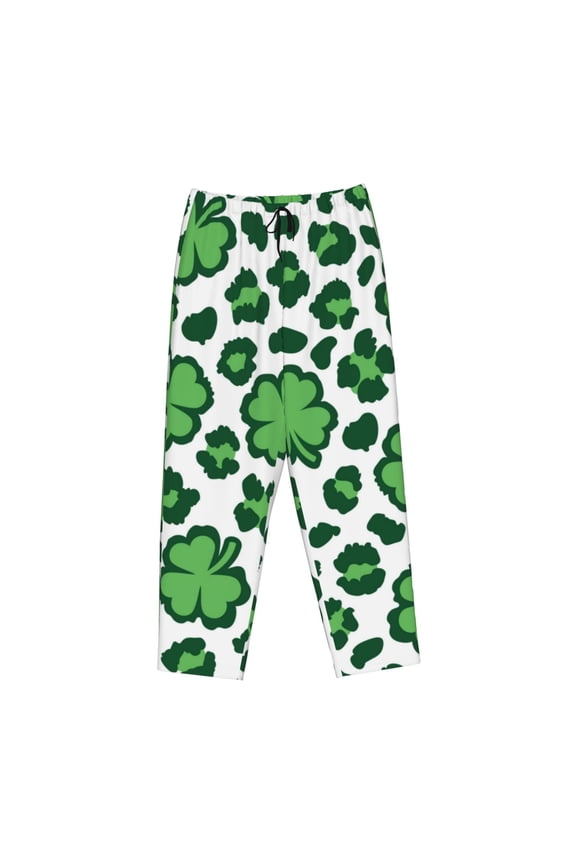 Women's Comfy Stretch Leopard print St. Patrick's DayPrint Drawstring Pajama Pants-Small
