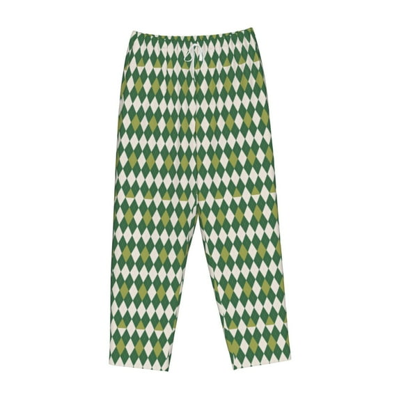 Kdxio Women's Comfy Stretch Light Green SquaresPrint Drawstring Pajama Pants-X-Large