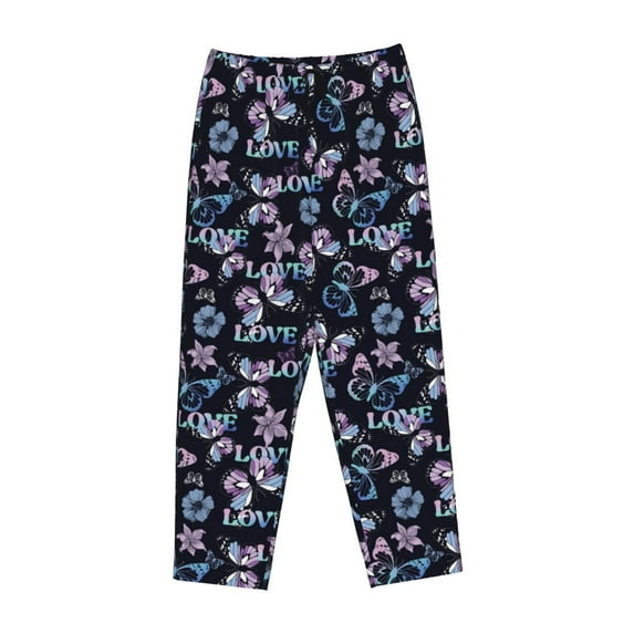 Kdxio Women's Comfy Stretch Love ButterfliesPrint Drawstring Pajama Pants-Large