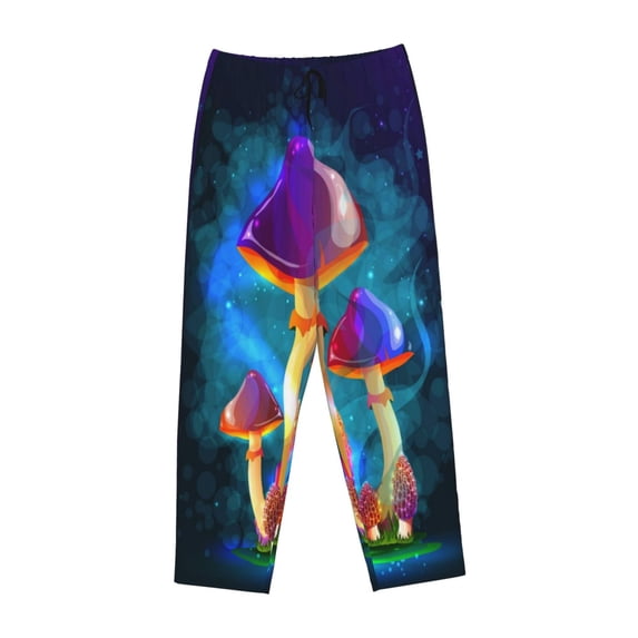 Kdxio Women's Comfy Stretch Magic Mushrooms ,FirefliesPrint Drawstring Pajama Pants-XX-Large