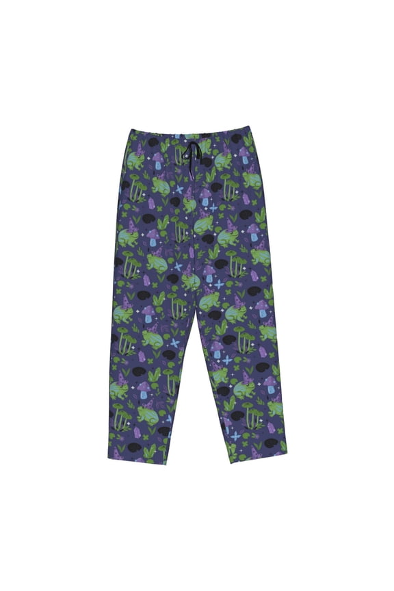 Women's Comfy Stretch Magic Toads in HatsPrint Drawstring Pajama Pants-Large