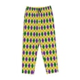 thumbnail image 1 of Kdxio Women's Comfy Stretch Mardi Gras Purple Yellow PlaidPrint Drawstring Pajama Pants-Small, 1 of 9