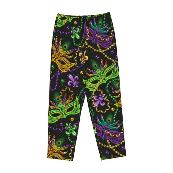 Kdxio Women's Comfy Stretch Mardi Gras SurfacePrint Drawstring Pajama Pants-XX-Large