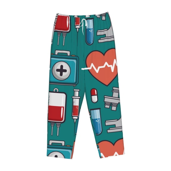 Kdxio Women's Comfy Stretch Medical ElementsPrint Drawstring Pajama Pants-X-Large