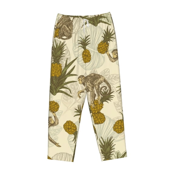 Kdxio Women's Comfy Stretch Monkeys and PinealpplesPrint Drawstring Pajama Pants-Small