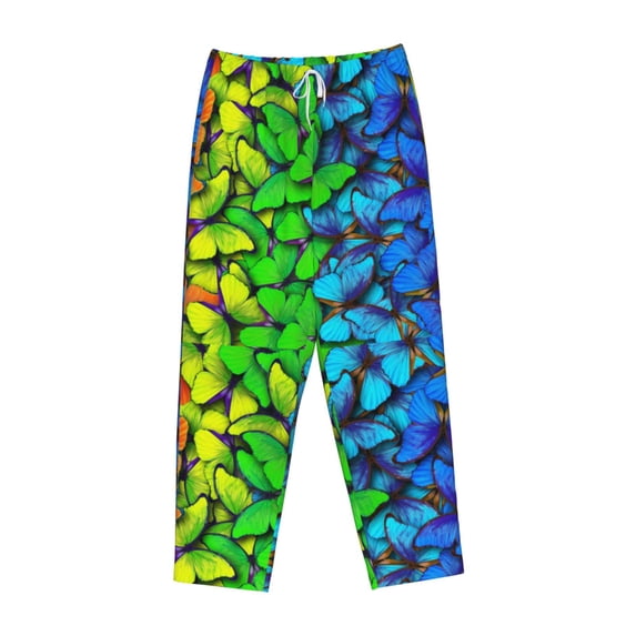 Kdxio Women's Comfy Stretch Multicolored ButterfliesPrint Drawstring Pajama Pants-Small