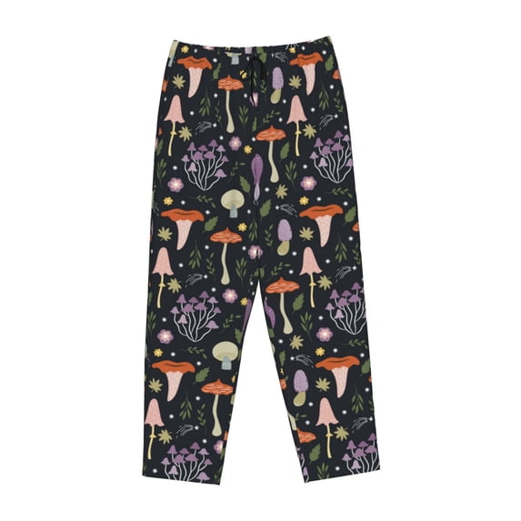 Kdxio Women's Comfy Stretch MushroomsPrint Drawstring Pajama Pants-X-Large