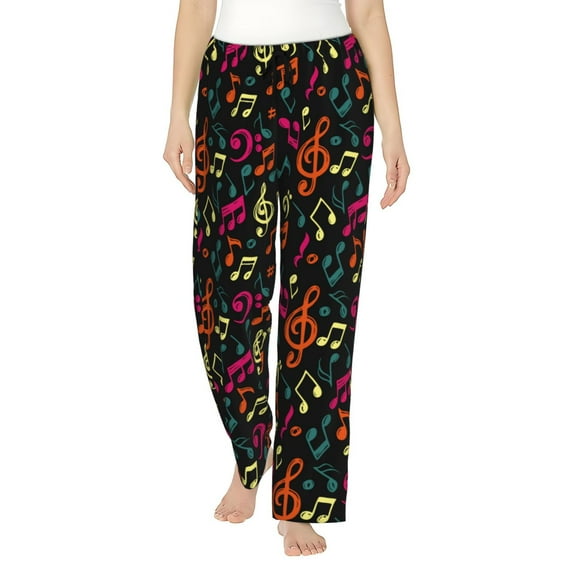 Kdxio Women's Comfy Stretch Music Notes Print Drawstring Pajama Pants-Small