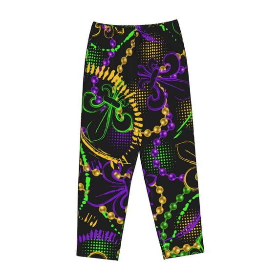 Kdxio Women's Comfy Stretch Neon Mardi GrasPrint Drawstring Pajama Pants-Medium