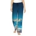 thumbnail image 1 of Kdxio Women's Comfy Stretch Night Sky Beach Scene Print Drawstring Pajama Pants-Medium, 1 of 5