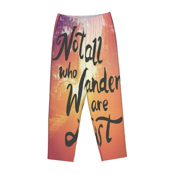 Kdxio Women's Comfy Stretch Not All Who Wander Are LostPrint Drawstring Pajama Pants-X-Large