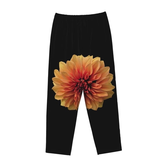 Kdxio Women's Comfy Stretch Orange DaliaPrint Drawstring Pajama Pants-X-Large