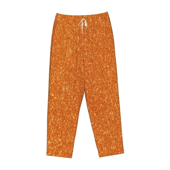 Kdxio Women's Comfy Stretch Orange GlitterPrint Drawstring Pajama Pants-X-Large