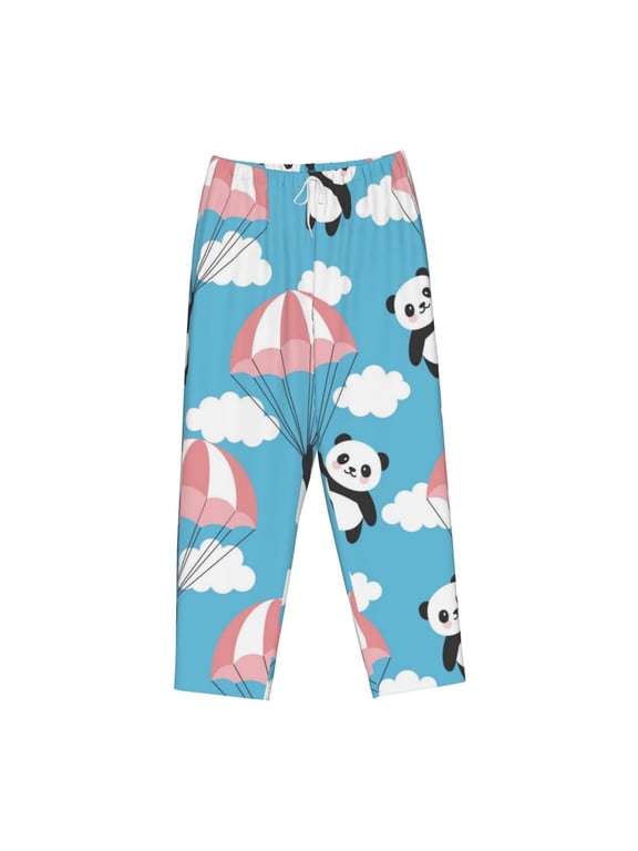 Women's Comfy Stretch Panda Flying in the SkyPrint Drawstring Pajama Pants-XX-Large