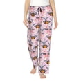 thumbnail image 1 of Kdxio Women's Comfy Stretch Pink Butterfly Daisy Print Drawstring Pajama Pants-X-Large, 1 of 5