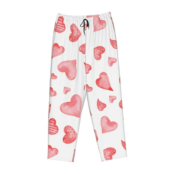 Kdxio Women's Comfy Stretch Pink HeartsPrint Drawstring Pajama Pants-Small