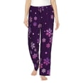 thumbnail image 1 of Kdxio Women's Comfy Stretch Purple Snow Flakes Print Drawstring Pajama Pants-Medium, 1 of 5