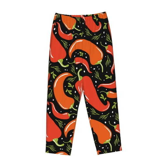Kdxio Women's Comfy Stretch Red Hot ChiliPrint Drawstring Pajama Pants-Small