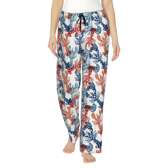 Kdxio Women's Comfy Stretch Red Lobster Print Drawstring Pajama Pants-X-Large