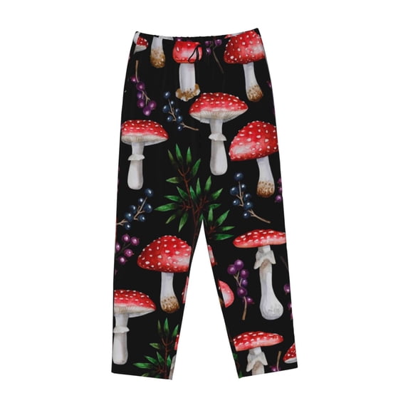 Kdxio Women's Comfy Stretch Red MushroomsPrint Drawstring Pajama Pants-Large