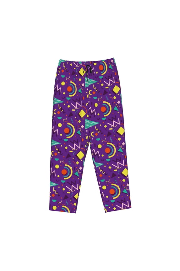 Women's Comfy Stretch Retro 80s StylePrint Drawstring Pajama Pants-Small