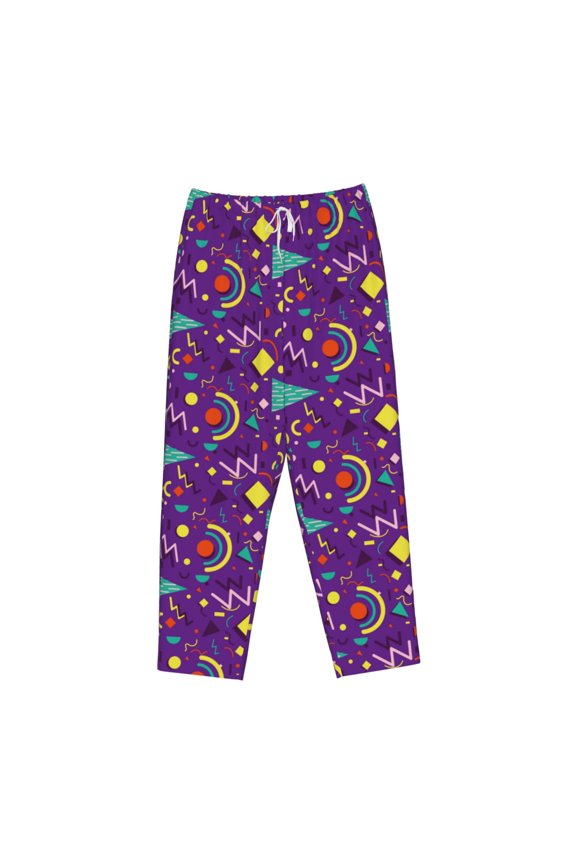 Women's Comfy Stretch Retro 80s StylePrint Drawstring Pajama Pants-X-Large