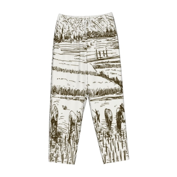 Kdxio Women's Comfy Stretch Rice HarvestPrint Drawstring Pajama Pants-XX-Large
