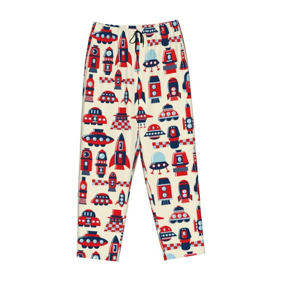 Kdxio Women's Comfy Stretch Rocket PatternPrint Drawstring Pajama Pants-Medium