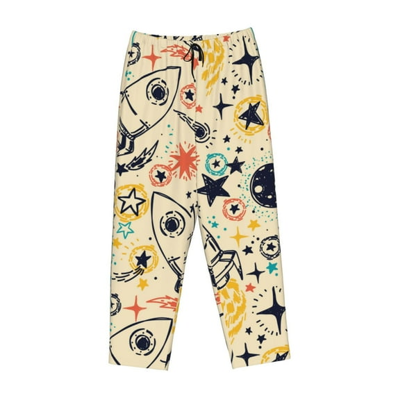 Kdxio Women's Comfy Stretch RocketsPrint Drawstring Pajama Pants-Medium