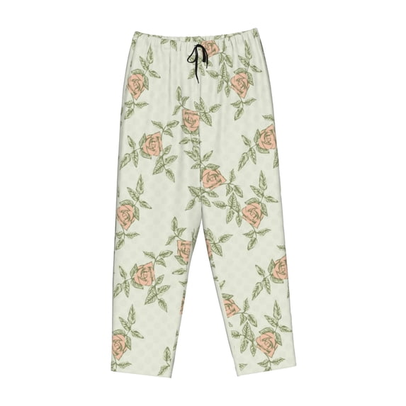 Kdxio Women's Comfy Stretch RosePrint Drawstring Pajama Pants-XX-Large