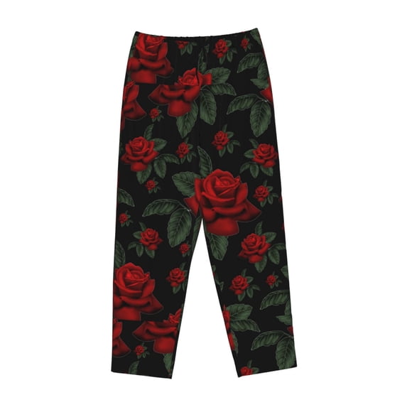 Kdxio Women's Comfy Stretch RosesPrint Drawstring Pajama Pants-Small