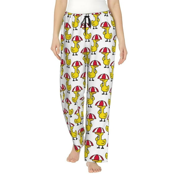 Kdxio Women's Comfy Stretch Rubber Duck Chicken Bird Print Drawstring Pajama Pants-X-Large