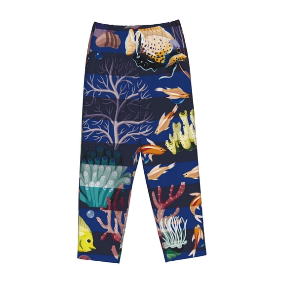Kdxio Women's Comfy Stretch Sea Inhabitans and HerbPrint Drawstring Pajama Pants-Large