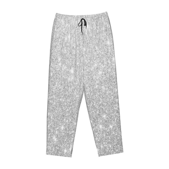 Kdxio Women's Comfy Stretch Silver GlitterPrint Drawstring Pajama Pants-XX-Large