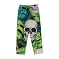 thumbnail image 1 of Kdxio Women's Comfy Stretch Skull and Palm LeavesPrint Drawstring Pajama Pants-Small, 1 of 9
