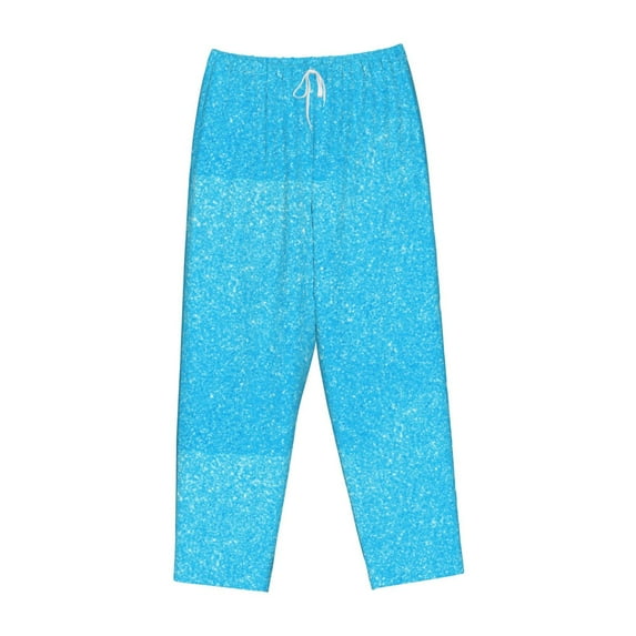 Kdxio Women's Comfy Stretch Sky Blue GlitterPrint Drawstring Pajama Pants-Large