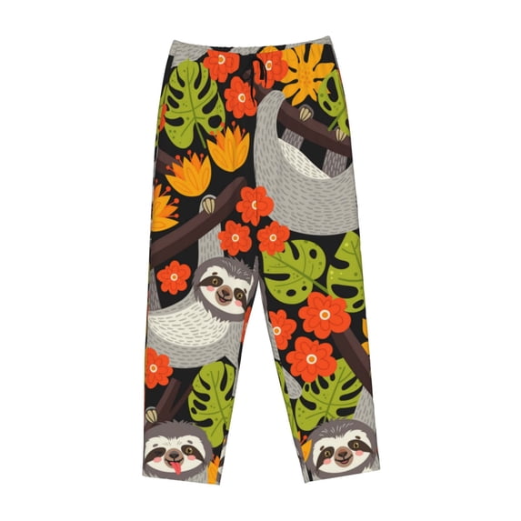 Kdxio Women's Comfy Stretch Sloth on the BranchPrint Drawstring Pajama Pants-X-Large