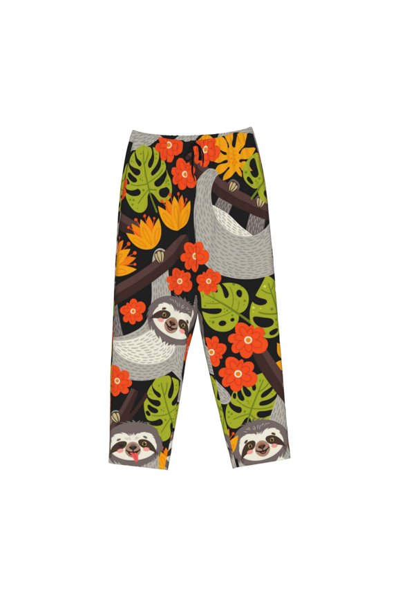 Women's Comfy Stretch Sloth on the BranchPrint Drawstring Pajama Pants-XX-Large