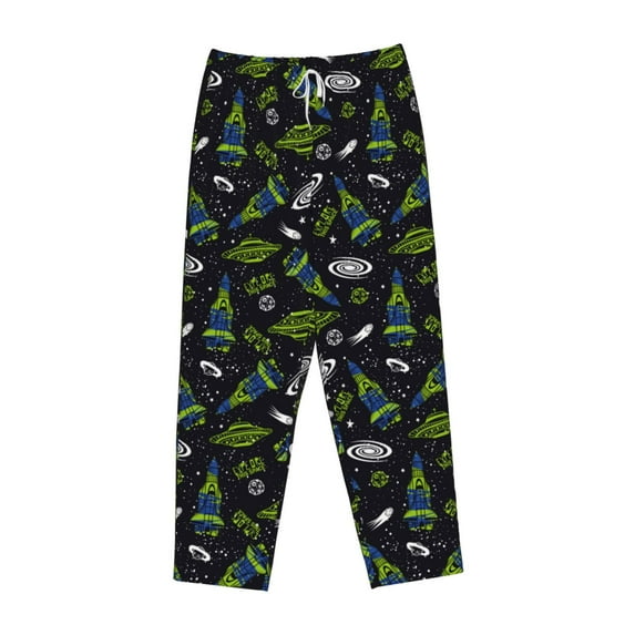 Kdxio Women's Comfy Stretch Space RocketsPrint Drawstring Pajama Pants-Medium