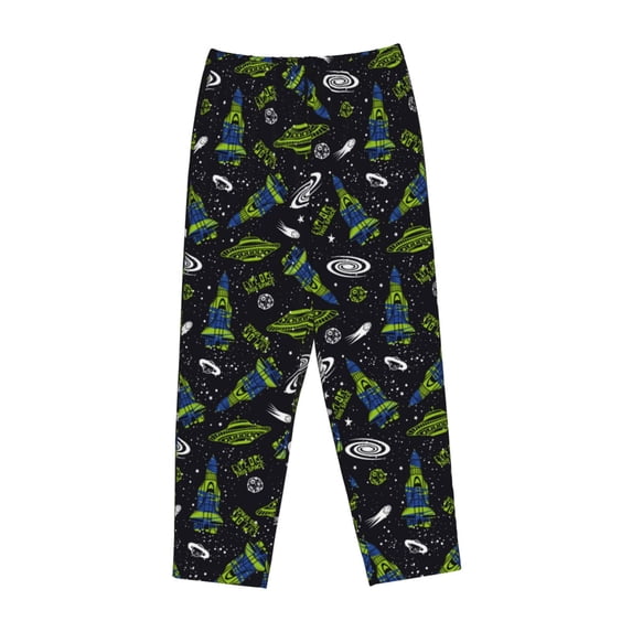 Kdxio Women's Comfy Stretch Space RocketsPrint Drawstring Pajama Pants-X-Large