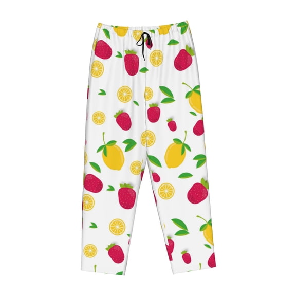 Kdxio Women's Comfy Stretch Strawberry and LemonPrint Drawstring Pajama Pants-Large