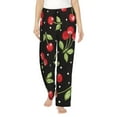 thumbnail image 1 of Kdxio Women's Comfy Stretch Sweet Red Cherry Print Drawstring Pajama Pants-Large, 1 of 5