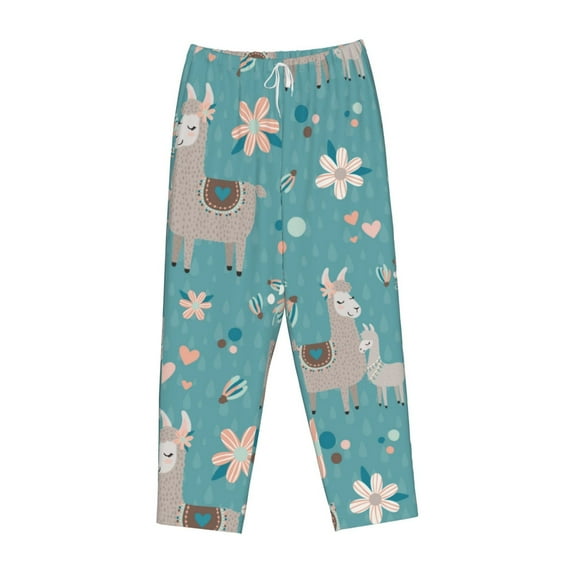 Kdxio Women's Comfy Stretch Teal Mama LlamaPrint Drawstring Pajama Pants-Medium