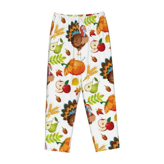 Kdxio Women's Comfy Stretch Thanksgiving TurkeyPrint Drawstring Pajama Pants-Large