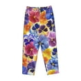 thumbnail image 1 of Kdxio Women's Comfy Stretch The Garden Tricolor Pansy FlowerPrint Drawstring Pajama Pants-Medium, 1 of 9